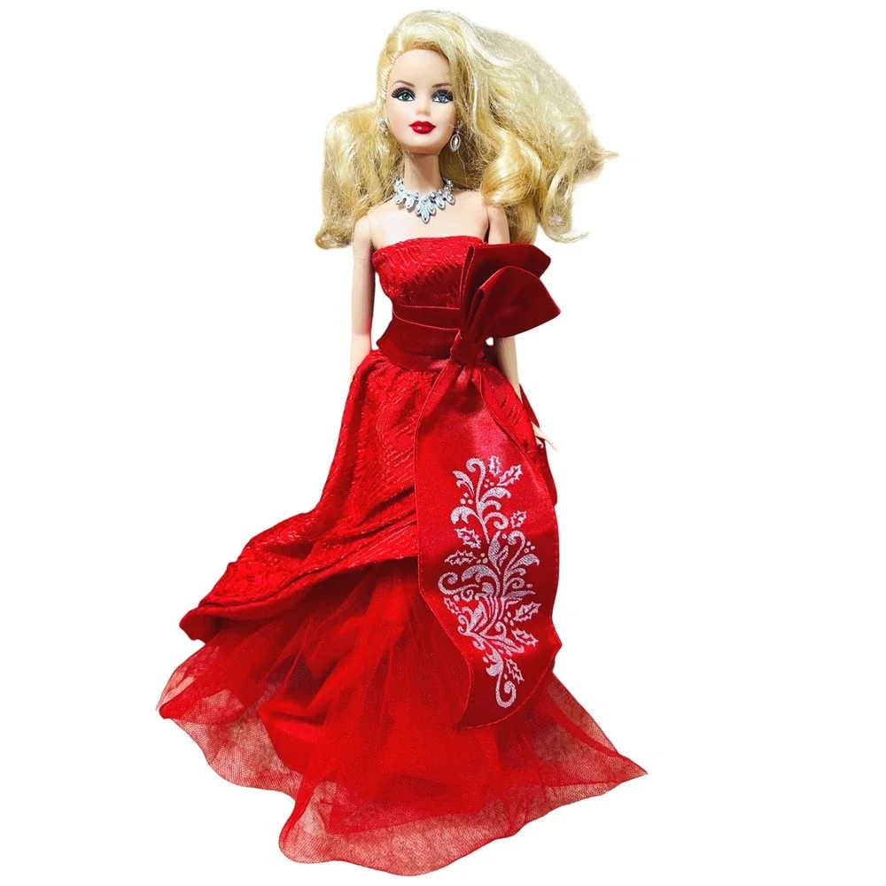 Mattel Barbie 2003 Doll Blonde Red Gown Silver Embroidery Jewelry No Shoes